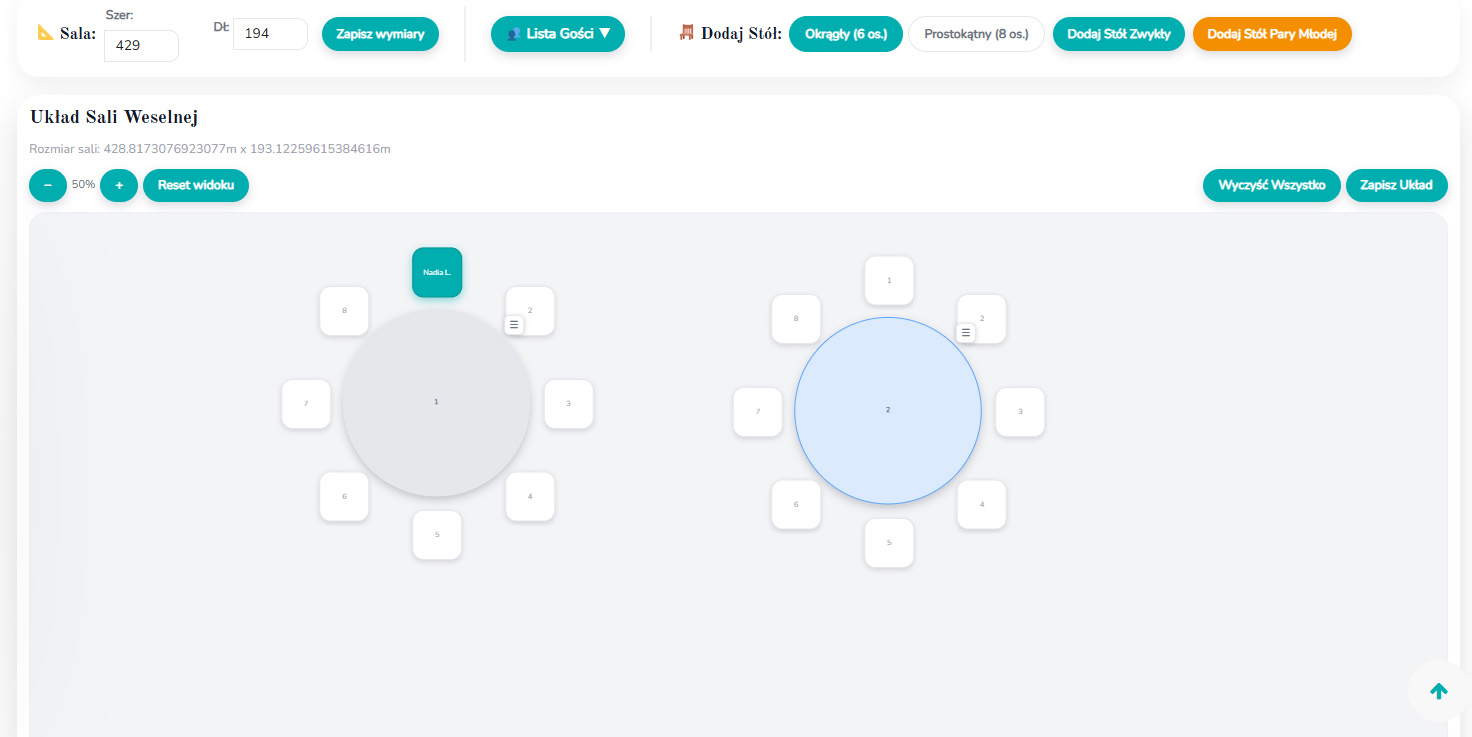 Plan stołów – podgląd