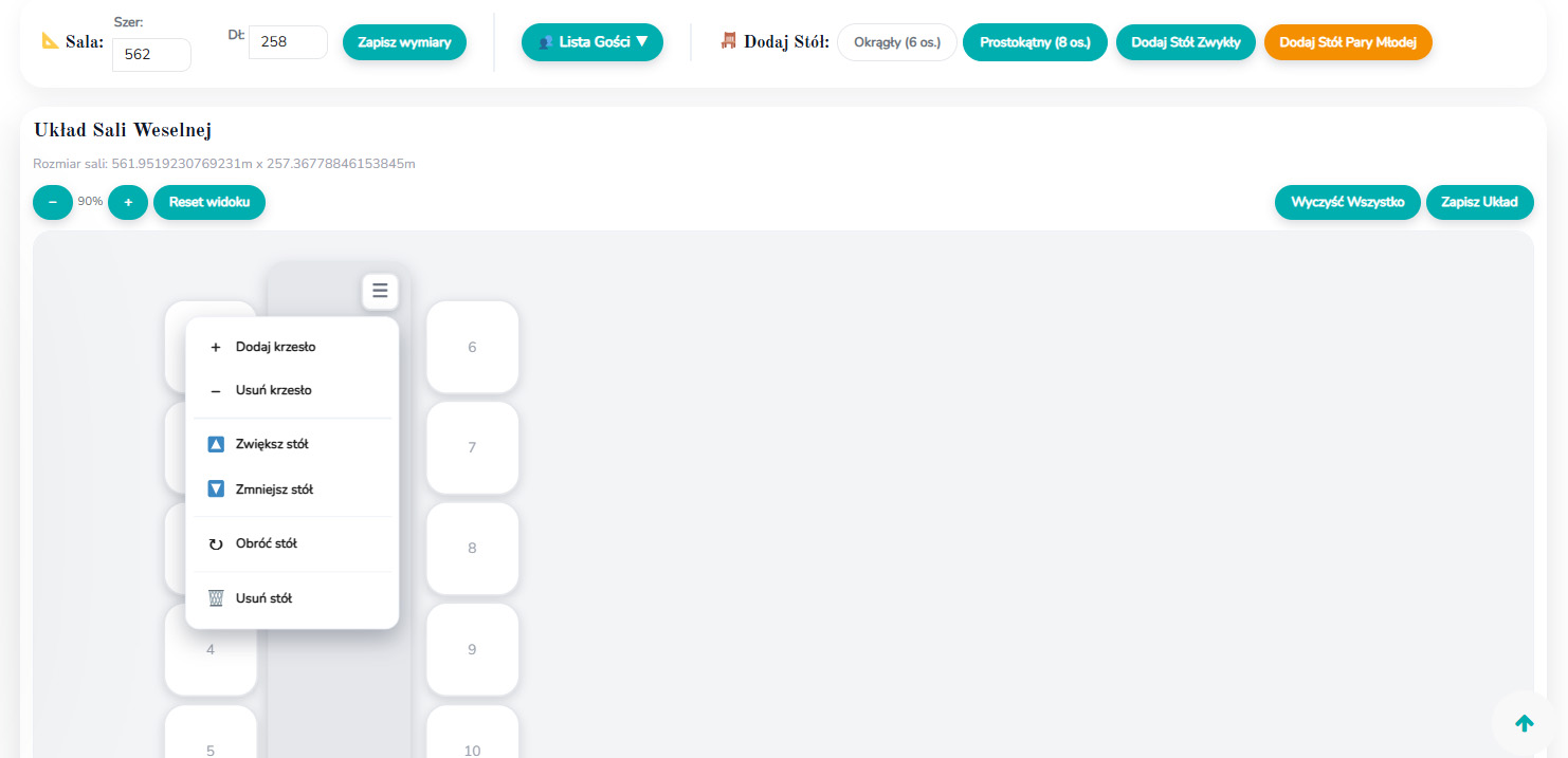 Gotowy schemat sali – przykład