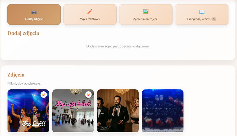 Widok mozaiki zdjęć w galerii