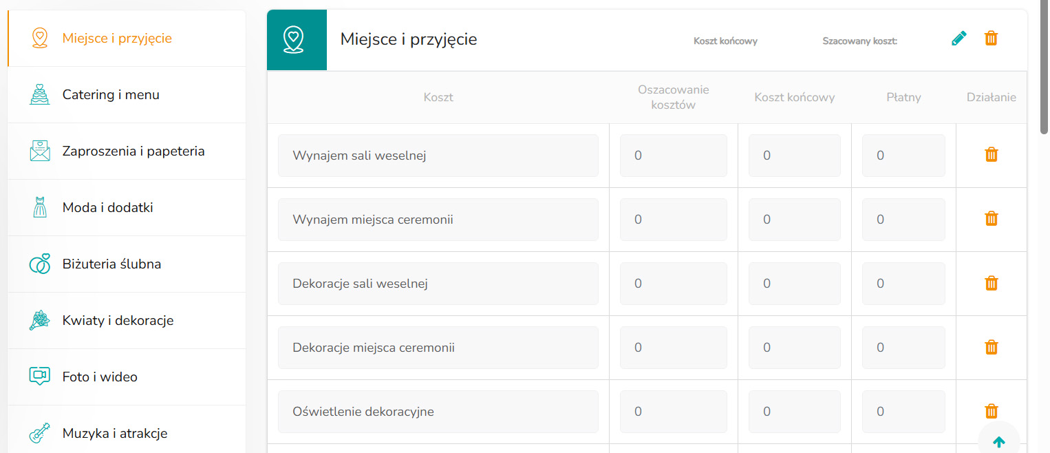 Kalkulator budżetu – podgląd