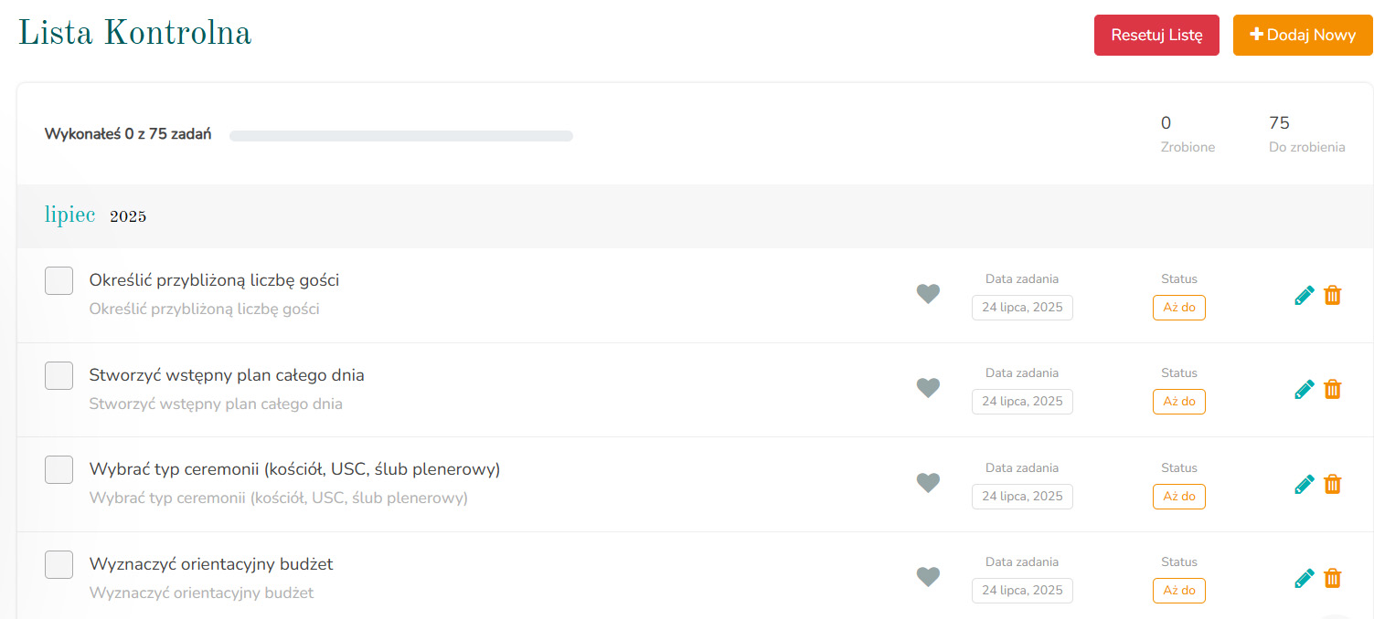 Lista zadań – podgląd